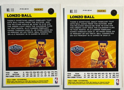 2020-21 Panini Flux Basketball #111 Lonzo Ball Cracked Ice