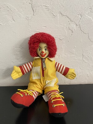 Vintage 1990s Ronald McDonald 8” Plush Doll Vinyl Face RARE