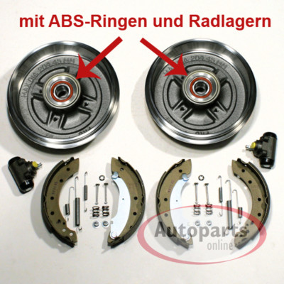Für Renault Kangoo Bremstrommel Radlager ABS Ringe Bremsbacken Zubehör Satz hint