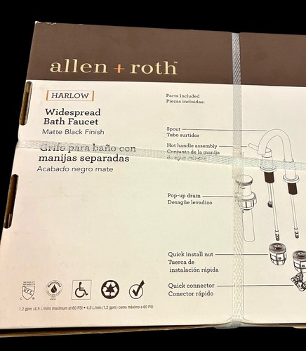 Allen + Roth HARLOW breite Badewannenarmatur matt schwarz #1102764 NEU VERSIEGELTE VERPACKUNG - Bild 8 von 9