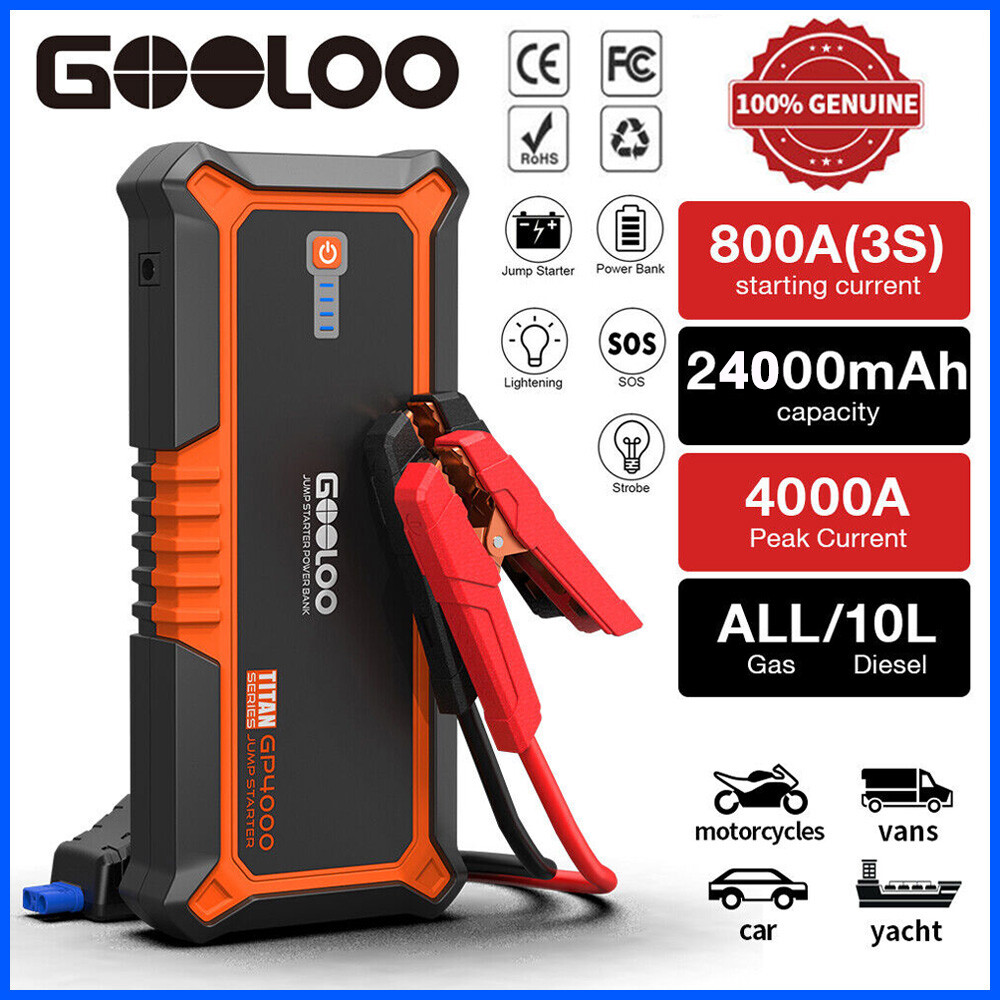 GOOLOO GP4000 Jump Starter 4000A 24000mAh Battery Charger Power