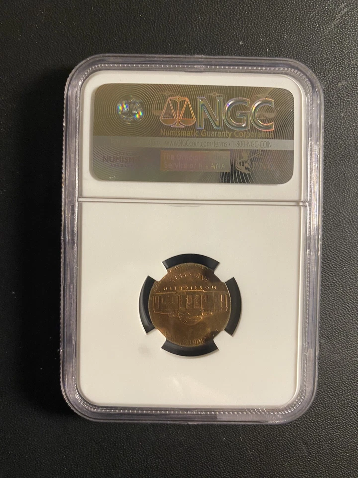 1980-P 5c Jefferson Nickel Struck on Cent Planchet NGC MS63 RB Mint Error - Image 2 of 2