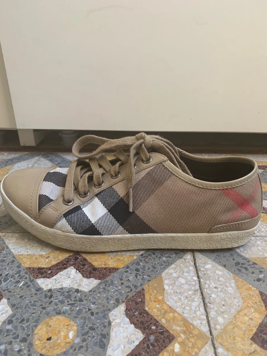 BURBERRY Scarpe Sneakers taglia 36 colore beige check in tessuto e
