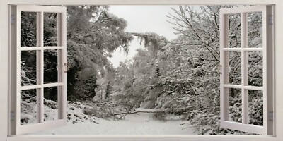 Schneebaum Winterwald Bild Stoff Poster Aufkleber Wandbild selbstklebend