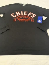 Kansas City Chief Long Sleeve T-Shirt NFL Adult Large Black Starter New With Tag