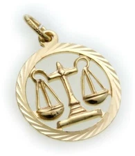 Pendant Zodiac Libra Pierced Double Gilded Plastic Horoscope