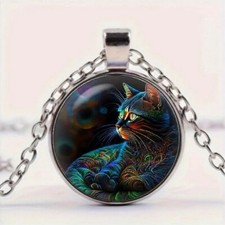 Cat Round Pendant Necklace Fashionable Jewelry Gift Idea