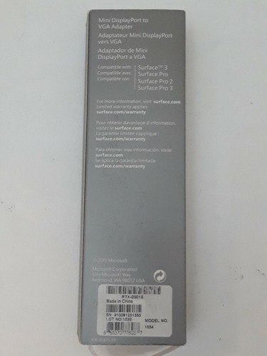 OEM Microsoft Surface Pro 2 3 MINI DISPLAYPORT to VGA Adapter #9AH024 - Picture 2 of 4