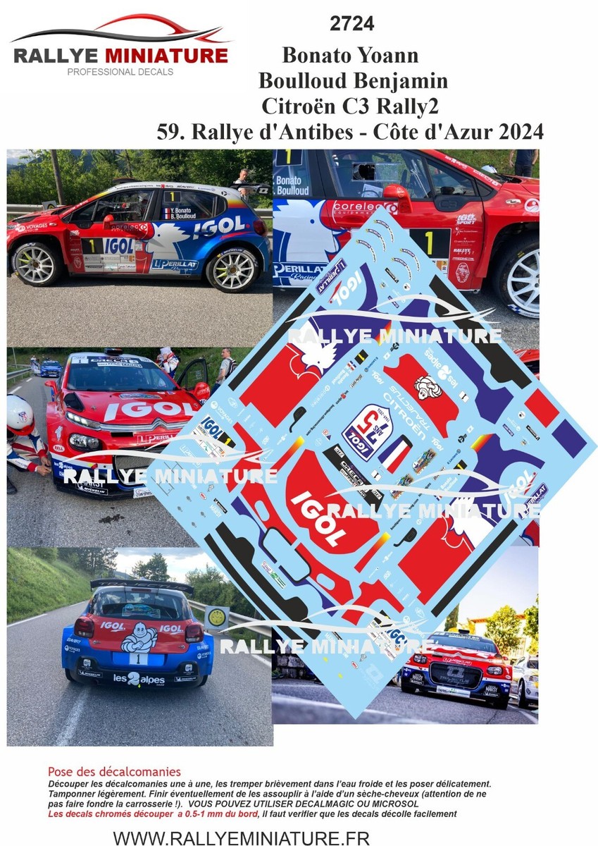 Décalcomanies 1/32 CITROËN C3 RALLY 2 TODESCHINI Rallye Du Var 2024 – Collection
