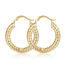 Woman Fashion 18k Gold Plated Hoop Huggie Round Earring Drop Dangle Texture