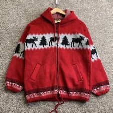Vintage 90s Earth Ragz Full Zip Southwestern Aztec Moose Hoodie Pockets Small S