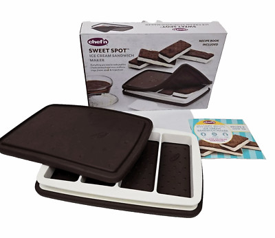 Chef n Sweet Spot Ice Cream Sandwich Maker Fix Freeze Fun w/ Recipe Book No Tool