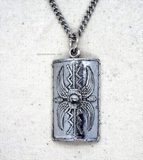Roman legionary Shield (Scutum) Pendant with Steel Curb Chain and Organza Pouch