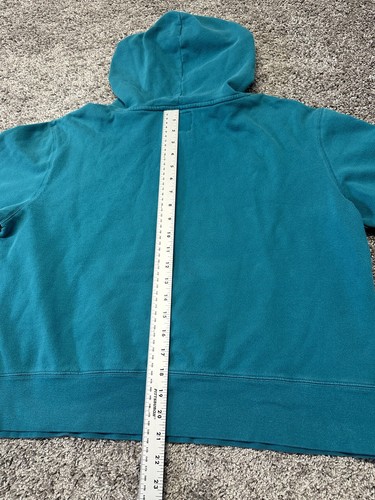 Y2K AEROPOSTALE Large Since 87 TEAL Pullover CURSIVE SPELLOUT HOODIE SWEATSHIRT - Picture 10 of 12