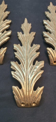 6 Solid Brass Leaf Design Drapery Tie Backs 8 3/8" x 2 5/8" GS00564 - Picture 2 of 5