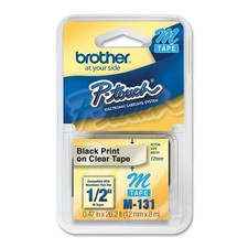 Brother M131 M 1/2" 12mm black on clear Ptouch label tape PT65 PT70 PT70BM PT80