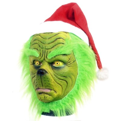 The Grinch Maske Party Kostüm Haus Outfit Latex Halloween Realistisch Unisex