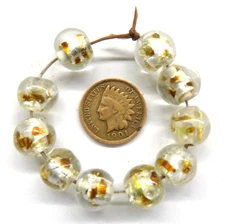 20 Pc's Venetian Style Lamp Silver Foil African Trade Beads    # L1162  READ !