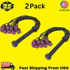 Real Cowhide Leather Flogger - Purple Rose Steel Studded, 09 Tails - 2-Pack