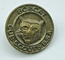 Bobcat Cub Scouts BSA Boy Scouts Of America Lapel Hat Sash Pin Copper Vintage 