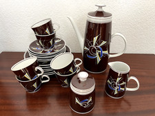 Lichte Fine China DDR Kaffeeservice für 6 Pers braun 60er, vintage, Mid-Century