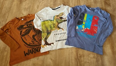 3xLangarmshirts,Longsleeve: Gr. 128, dopodopo boys,Dinosaurier/Dino, ver. Farben