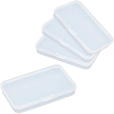 Pack of 4 Clear Polypropylene Rectangle Mini Storage Containers Box with Hinged