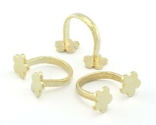 Flower Adjustable Ring Hammered Raw Brass Ring 6US and 8US size  Oz4179