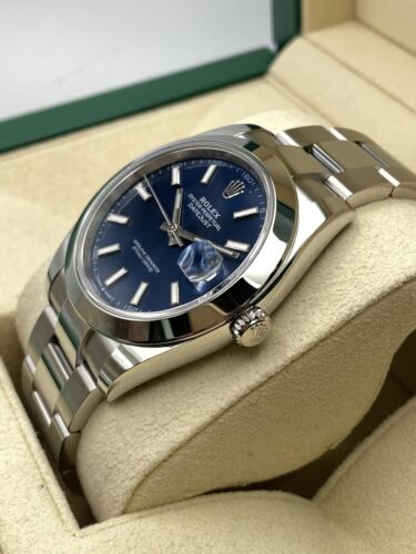 Montre automatique pour homme Rolex Datejust 41 126300 acier cadran bleu bâton B&P 2024 - Photo 4 sur 7