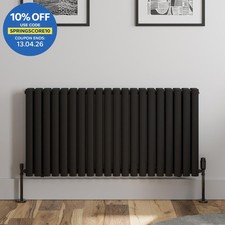 Black Designer Radiator Horizontal Oval Double Panel Rad 600x1200mm Steel Modern