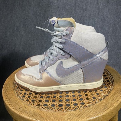 Nike Dunk Sky Hi Shoes Womens 8 US Metallic Silver Ice Blue Sneakers 543257-001