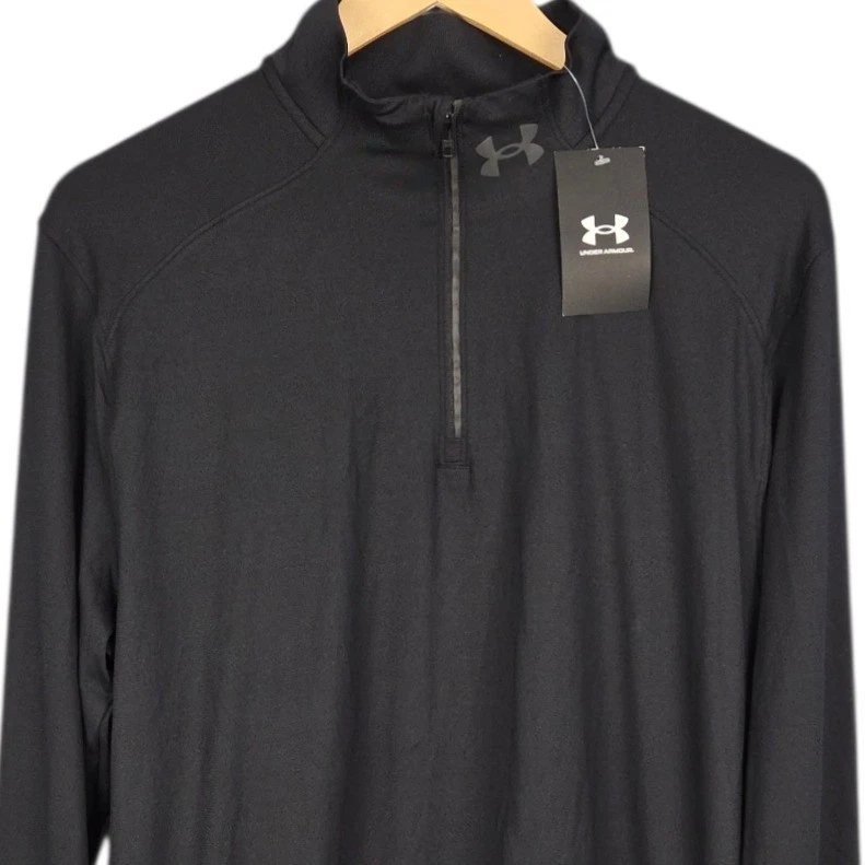 Under Armour 1/4 Zip Pullover Mens Large Black Qualifier Run Long Sleeve NWT
