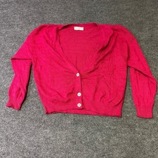 Robert Scott Ltd Cardigan Womens Size M Pink Cotton Knit USA Made V-Neck Classic