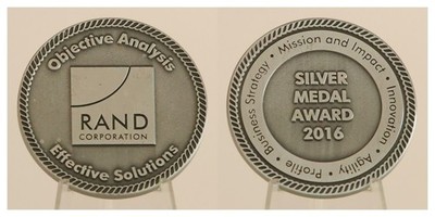 RAND Corporation 2016 Silver Medal Award Challenge Coin  4#C