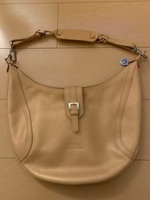 LONGCHAMP Leather Shoulder Bag Beige from Japan
