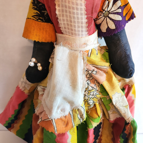 Vintage 1960er handgefertigte karibische schwarze Puppe Volkskunst rustikaler Strohhut 19" groß - Bild 5 von 10