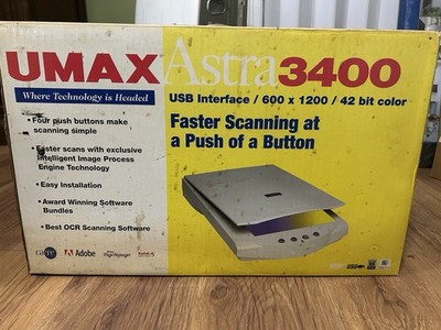 UMAX Astra 3400 Flatbed Scanner USB 600x1200 42-Bit CCD A4 OCR