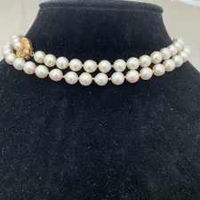 Akoya PEARL NECKLACE Strand 14k Yellow Gold 8mm White High Luster VTG  28” WOW