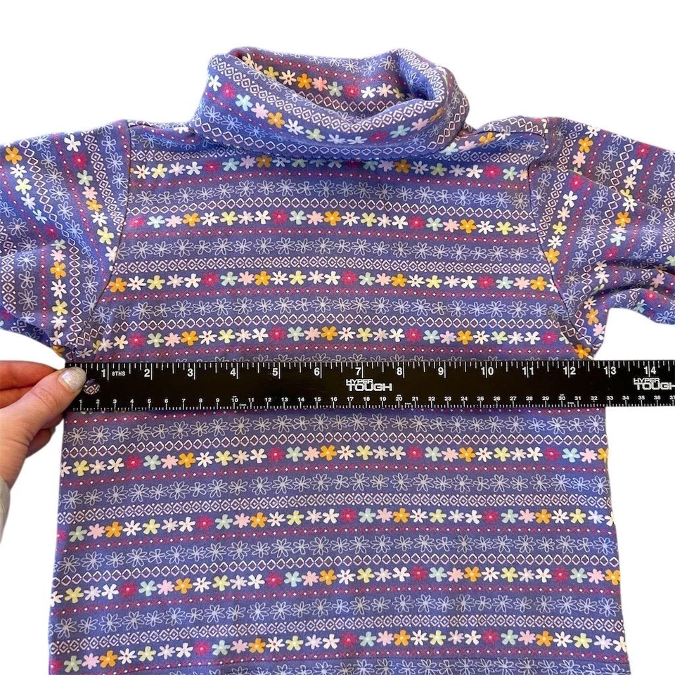 Y2K Gymboree Girls Turtleneck Long Sleeve Floral Top Size 7-8 Purple Vintage - Image 2 of 4