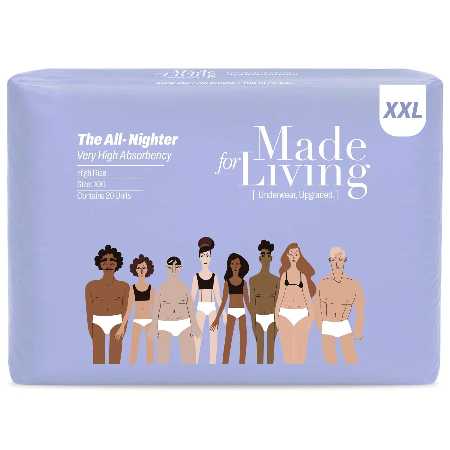 The All-Nighter Plus Size Underwear for & Men - Dual Absorbent Core, Leak-& O...