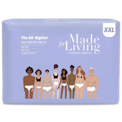 The All-Nighter Plus Size Underwear for & Men - Dual Absorbent Core, Leak-& O...