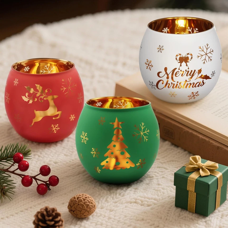 Weihnachts Windlicht Gravur 6er Set Teelichtgläser Schneeflocke - Bild 4 von 4