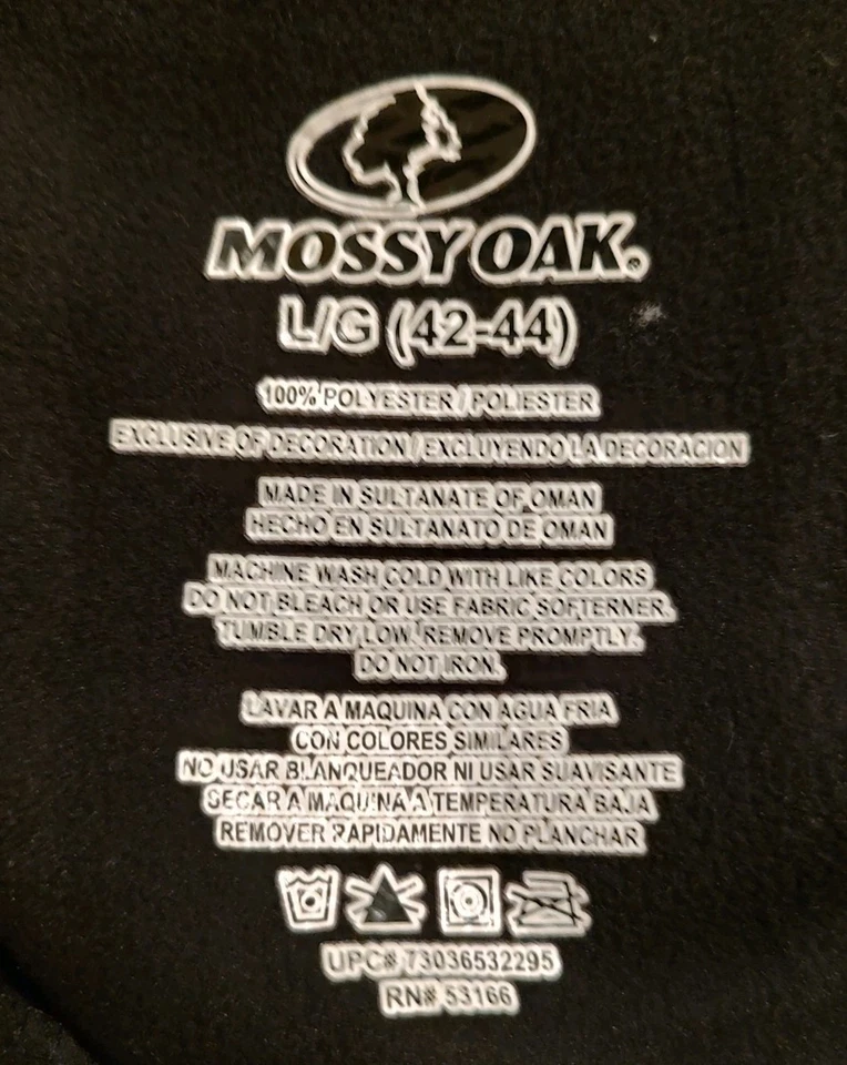 Men's Large Mossy Oak camouflage pullover. Heavy Weight Outer Layer. - Image 2 of 3