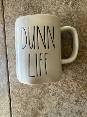 Extremely Rare!! Mispelled Rae Dunn Artisan ''DUNN LIFF'' 16oz White Ceramic Mug 