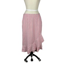 TED BAKER Coryn Layered Striped Midi Skirt Red White TB 4 US 12 NWT Preppy