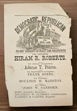 1875. New Hampshire DEMOCRATIC REPUBLICAN TICKET Hiram R. Roberts for Governor