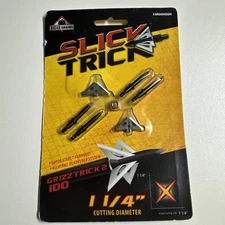 Slick Trick Grizztrick 2 100 GR Broadhead (Pack of 4), 1-1/4", Black