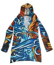Vintage Y2K Ed Hardy Koi Fish Tunic Sweater Hoodie Women’s Small