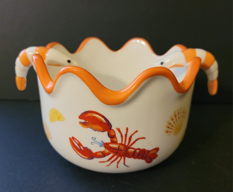 Urban Outfitters Lobster Dinner Scalloped Ceramic Planter
