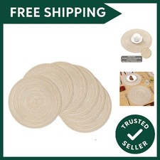38cm Round Placemats Set of 6 Braided Woven Place Mats Washbale Table Placema...